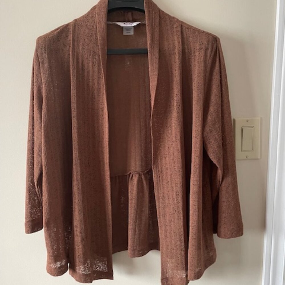 TanJay Copper brown Coloured Semi Sheer Open Cardigan M